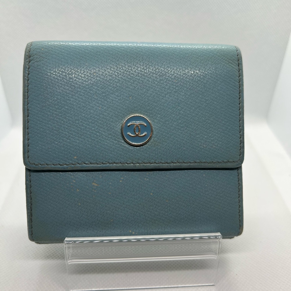 Authentic Chanel Blue Leather Wallet